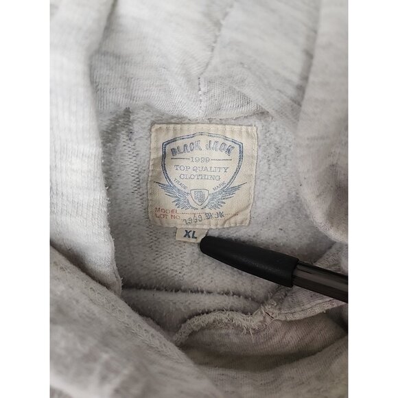 Black Jack Men's SizeXL Grey Long Sleeve Pullover Terry Hoodie 1999 BKJK Vintage - Picture 5 of 13